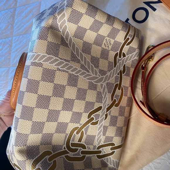 💯 Authentic LOUIS VUITTON Damier Azur Nautical Speedy Bandouliere 25 - Picture 3 of 16